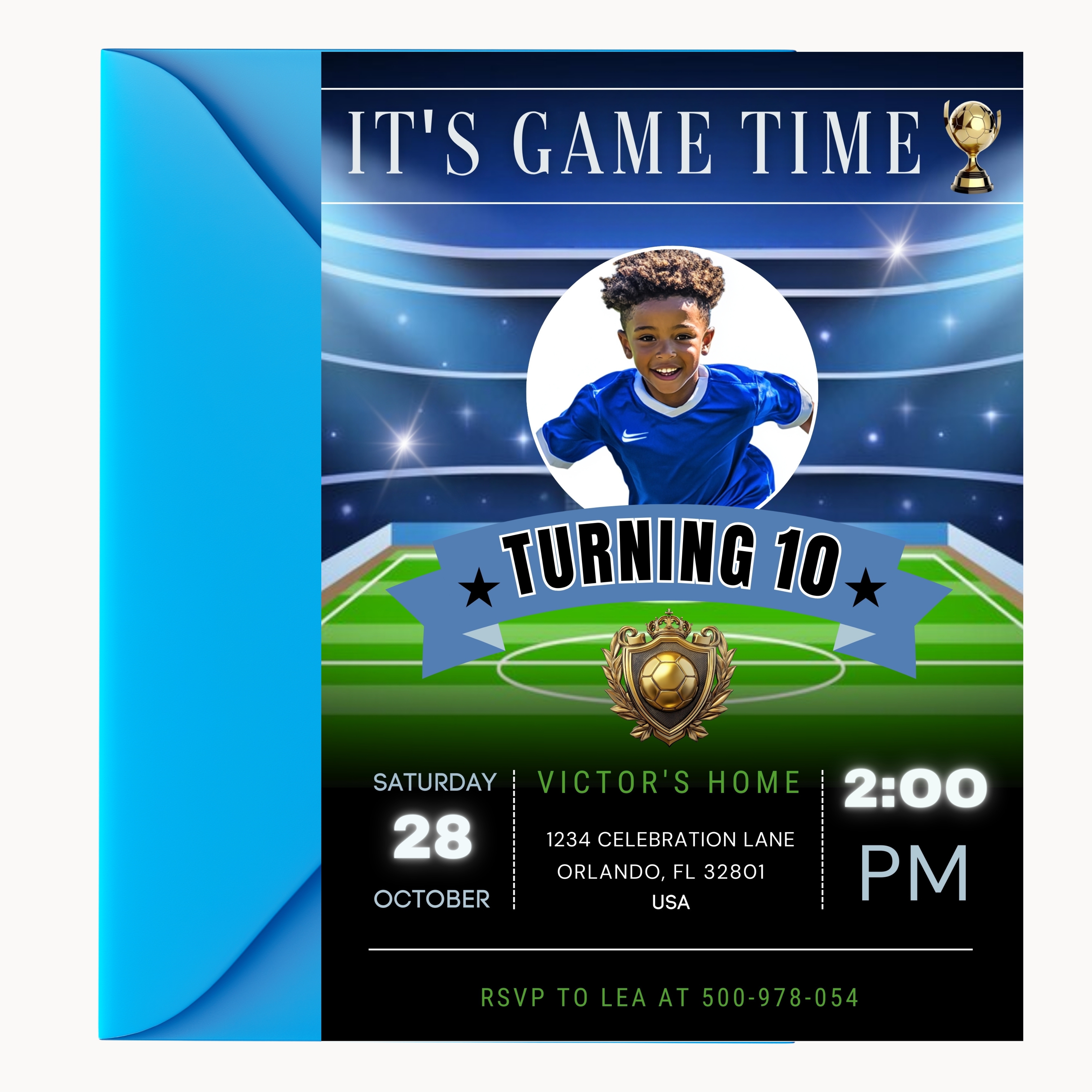 Invitation d'anniversaire football avec photo- Faire-part de football modifiable- carte d'anniversaire imprimable- invitation foot 