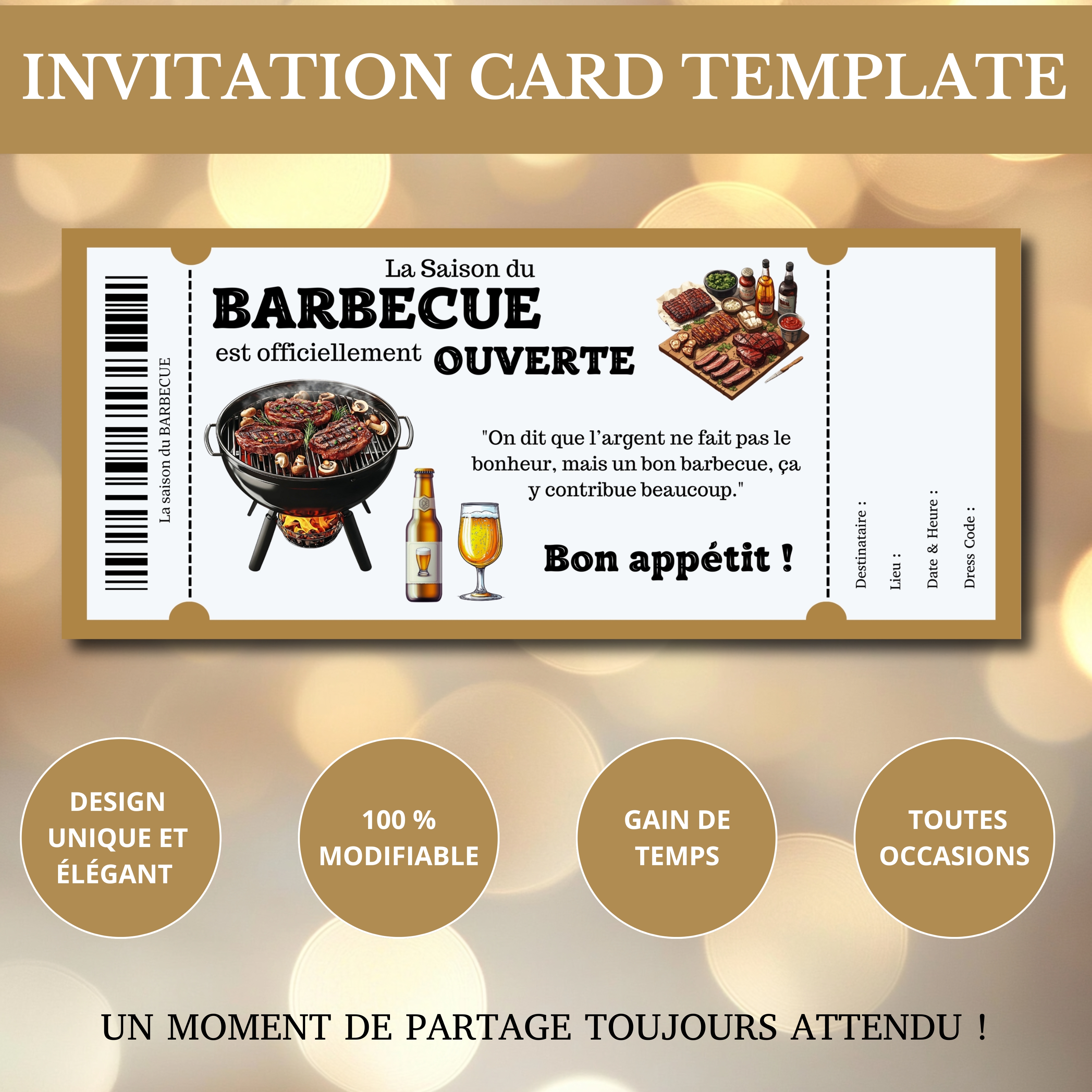 BBQ invitation party, Invitation numérique barbecue et bières, modèle a modifié, Birthday invitation