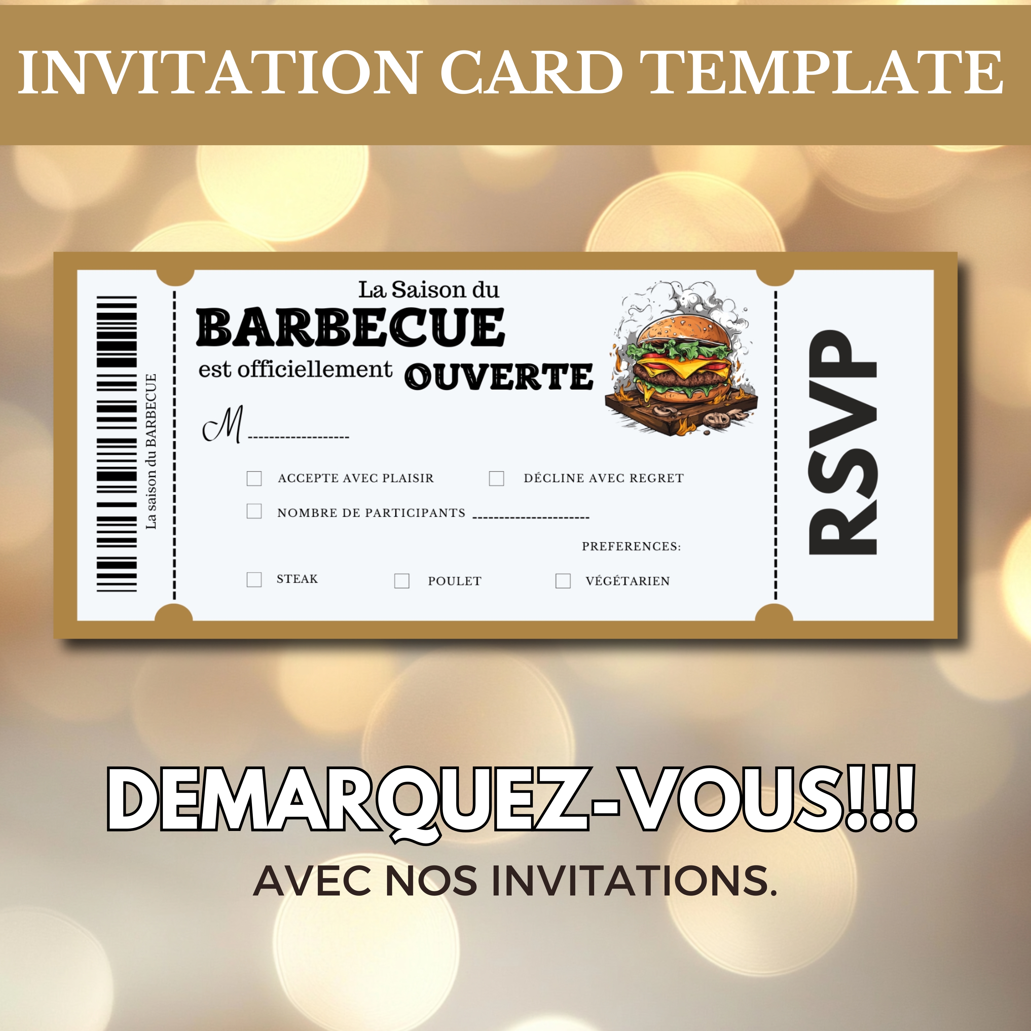 BBQ invitation party, Invitation numérique barbecue et bières, modèle a modifié, Birthday invitation