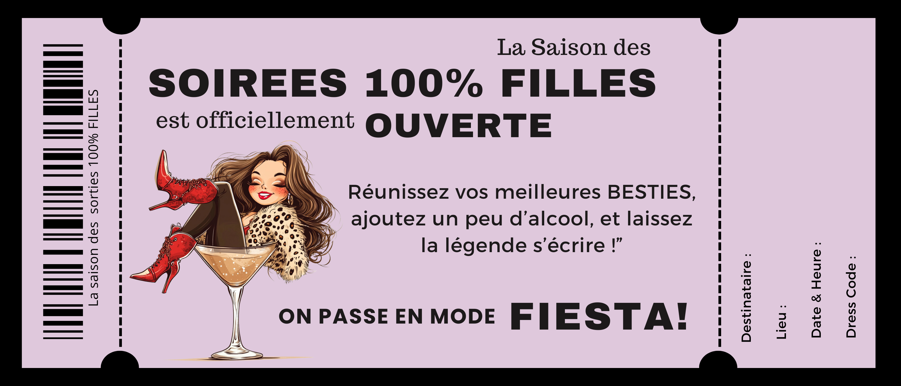 Invitation Ticket - Carte VIP Personnalisable - Invitation Anniversaire, Événement, Fête - Modèle à Imprimer, Ticket soirée entre Besties