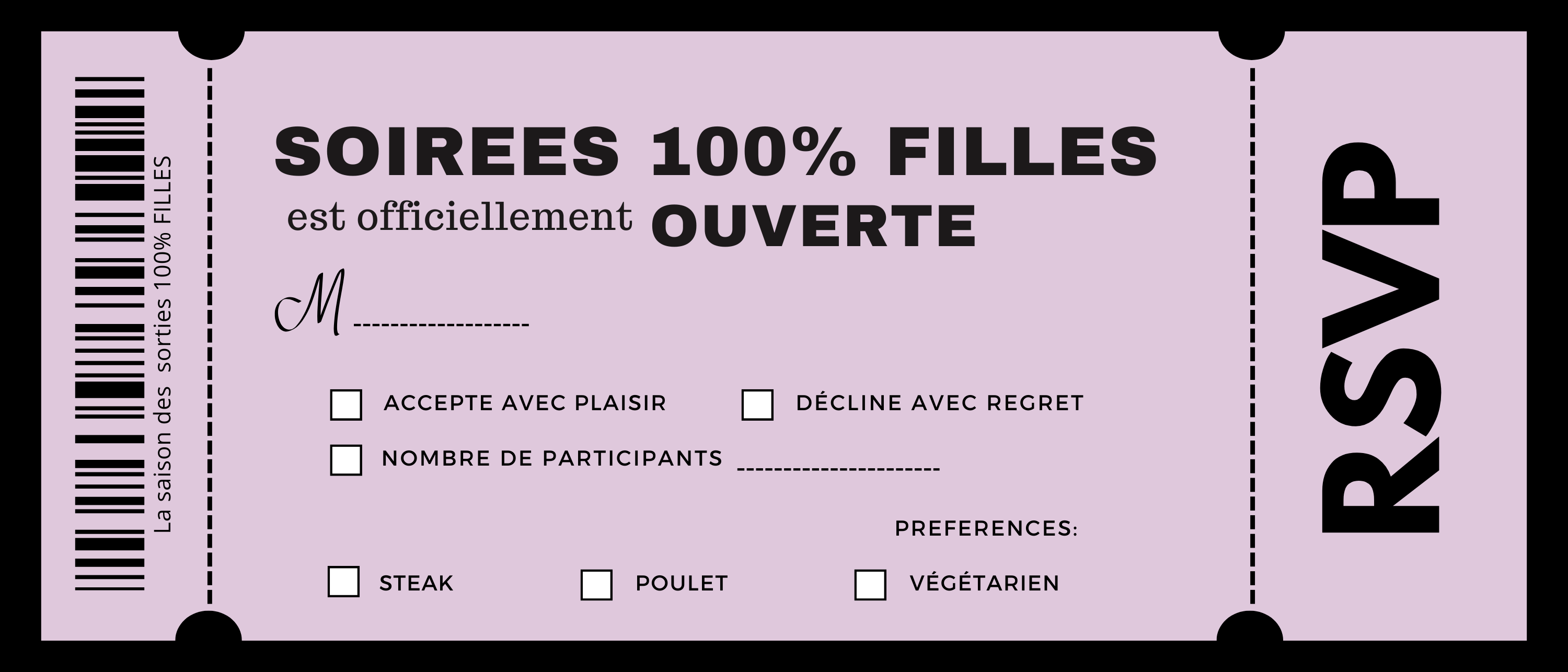 Invitation Ticket - Carte VIP Personnalisable - Invitation Anniversaire, Événement, Fête - Modèle à Imprimer, Ticket soirée entre Besties