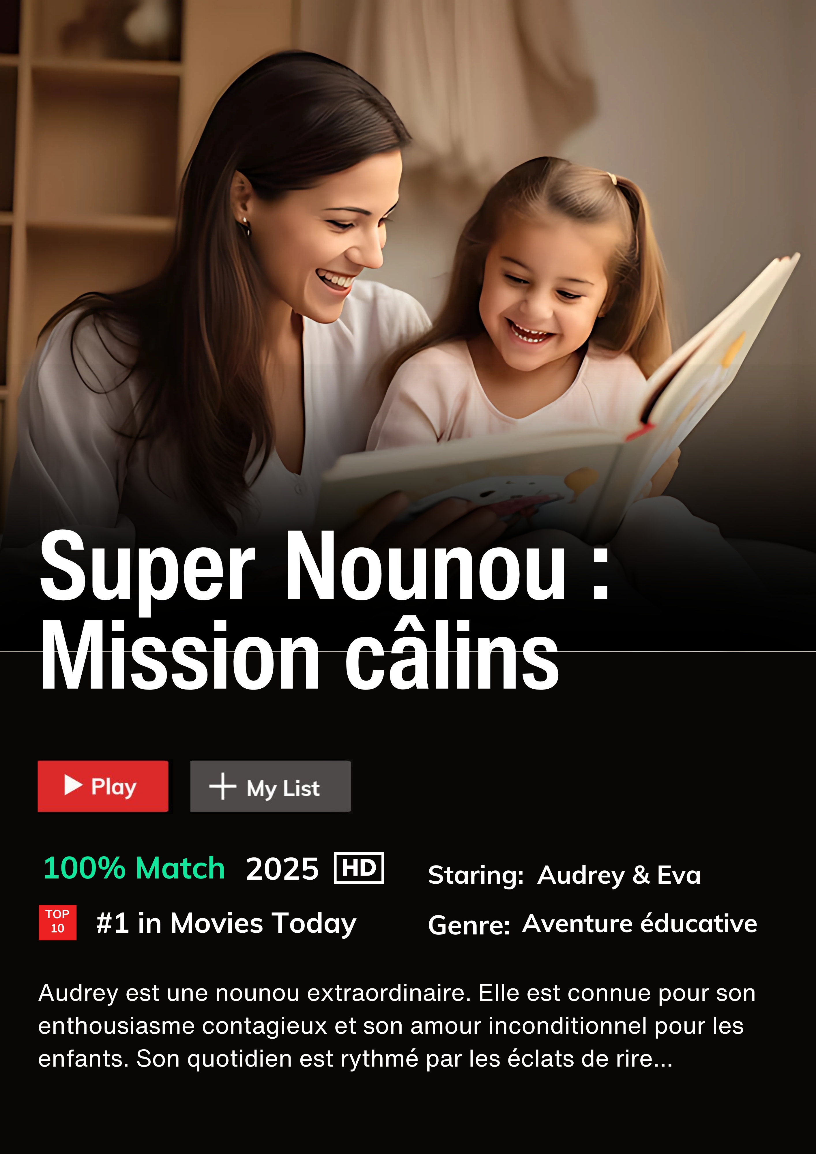 Affiche de Remerciements nounou personnalisé: cadeaux pour Assistante maternelle ou atsem avec photo style Netflix- Cadeau original et unique- Printable instantané