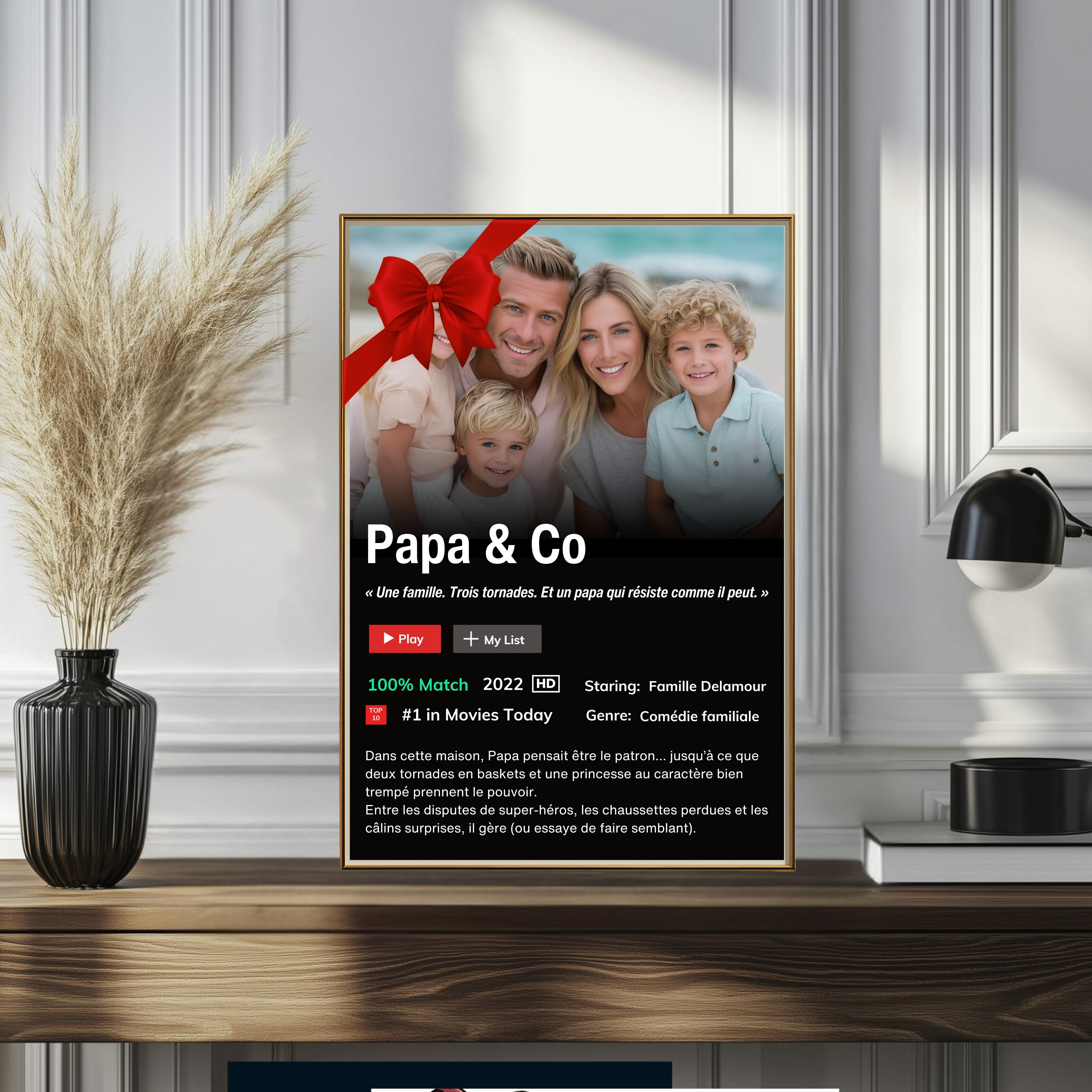 Affiche fête des pères personnalisé: cadeaux fêtes des pères avec photo style Netflix- Cadeau original et unique- Printable instantané