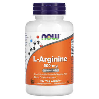 NOW Foods, L-arginina, 500 mg, 100 capsulas vegetales