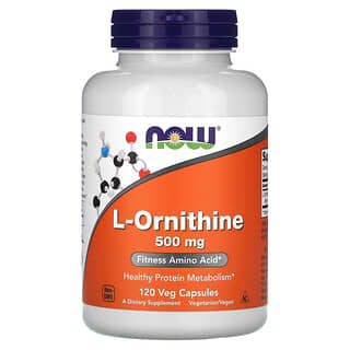 NOW Foods, L-ornitina, 500 mg, 120 capsulas vegetales