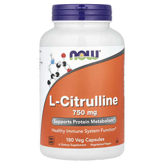 NOW Foods, L-citrulina, 1500 mg, 180 capsulas vegetales (750 mg por capsula)