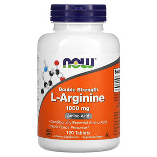 NOW Foods, L-arginina de doble concentracion, 1000 mg, 120 comprimidos