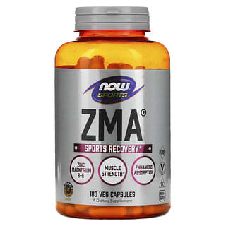 NOW Foods, Sports, ZMA, Recuperación deportiva, 180 capsulas vegetales