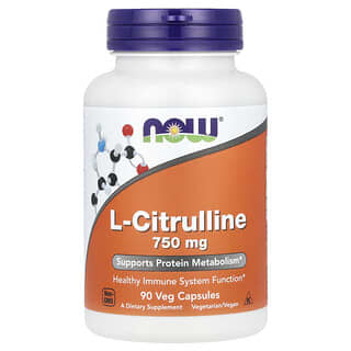 NOW Foods, L-citrulina, 750 mg, 90 capsulas vegetales