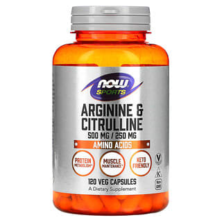 NOW Foods, Sports, Arginina y citrulina, 120 capsulas vegetales