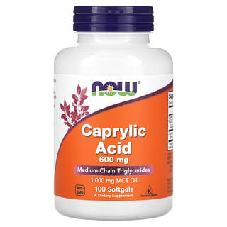 NOW Foods, Įcido caprķlico, 600 mg, 100 capsulas blandas