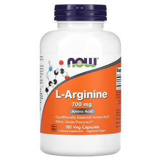NOW Foods, L-arginina, 700 mg, 180 capsulas vegetales