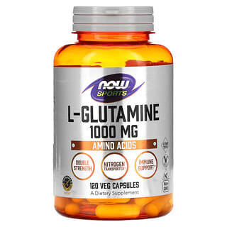 NOW Foods, Sports, L-glutamina, Doble concentración, 1000 mg, 120 capsulas vegetales