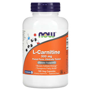 NOW Foods, L-carnitina, 500 mg, 180 capsulas vegetales