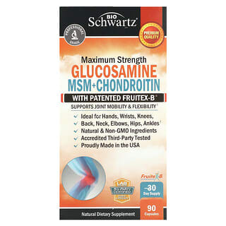 BioSchwartz, Fuerza maxima, glucosamina, MSM+Condroitin con Fruitex-B patentado, 90Źcapsulas vegetarianas