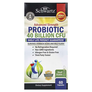 BioSchwartz, Suplemento probiotico de concentracion avanzada, 40.000Źmillones de UFC, 60Źcapsulas (20.000Źmillones de UFC por capsula)