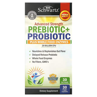BioSchwartz, Concentracion avanzada, Prebiotico y probiotico, 20.000 millones de UFC, 30 capsulas vegetales