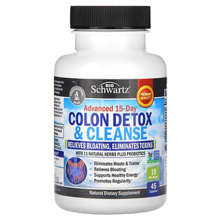BioSchwartz, Suplemento de rapida accion para la desintoxicacion y depuracion del colon de 15Źdias de duracion, Formula superconcentrada, 45Źcapsulas vegetales