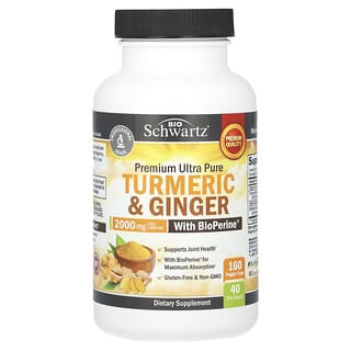 BioSchwartz, Curcuma y jengibre con BioPerine, 2000 mg, 160 capsulas vegetales (500 mg)