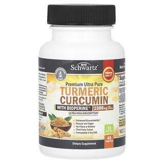BioSchwartz, Curcumina de curcuma con BioPerine, 1500 mg, 45 capsulas vegetales (500 mg por capsula)