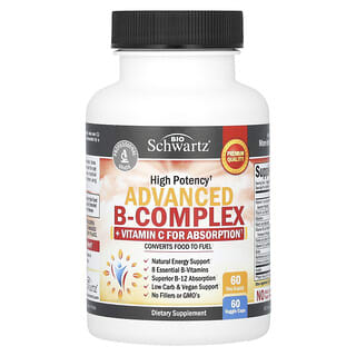BioSchwartz, Complejo de vitaminas B avanzado de alta potencia, 60 capsulas vegetales