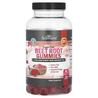 BioSchwartz, Gomitas de raiz de remolacha, Sin azucar, 500 mg, 120 gomitas (250 mg por gomita)