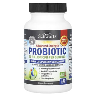 BioSchwartz, Probiotico de concentracion avanzada, 40.000 millones de UFC, 120 capsulas (20.000 millones de UFC por capsula)