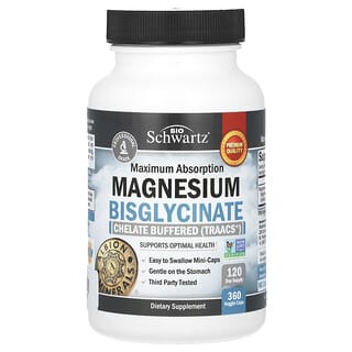 BioSchwartz, Maxima absorcion, Bisglicinato de magnesio, 360 capsulas vegetales