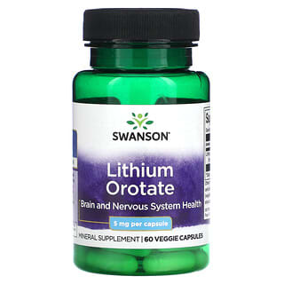 Swanson, Orotato de litio, 5 mg, 60 capsulas vegetales