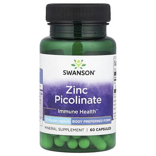 Swanson, Picolinato de zinc, 22 mg, 60 capsulas