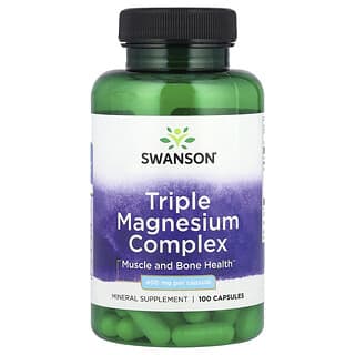 Swanson, Complejo triple de magnesio, 400 mg, 100 capsulas