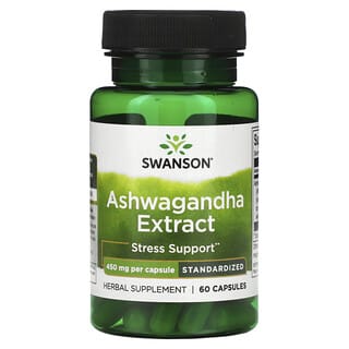 Swanson, Extracto de ginseng indio, estandarizado, 450 mg, 60 capsulas