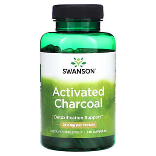 Swanson, Carbon vegetal activado, 260 mg, 120 capsulas
