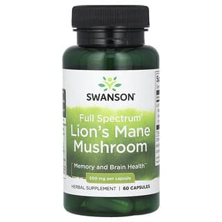 Swanson, Hongo melena de leon de espectro completo, 500 mg, 60 capsulas