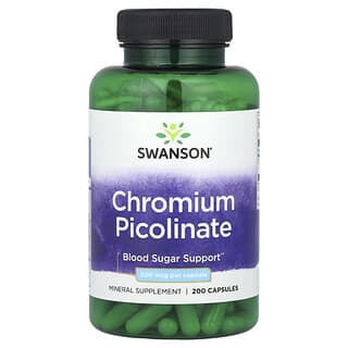 Swanson, Picolinato de cromo, 200 mcg, 200 capsulas