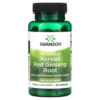 Swanson, Raiz de ginseng rojo coreano de espectro completo, 400 mg, 90 capsulas