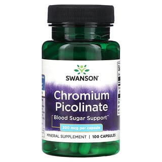 Swanson, Picolinato de cromo, 200 mcg, 100 capsulas