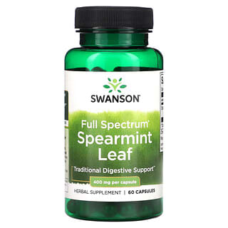 Swanson, Hoja de hierbabuena de espectro completo, 400 mg, 60 capsulas