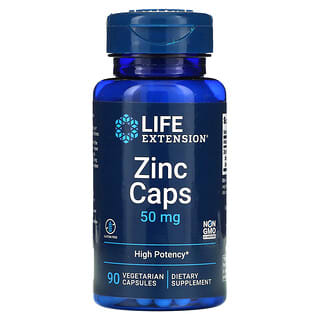 Life Extension, Capsulas de zinc, Alta potencia, 50 mg, 90 capsulas vegetales
