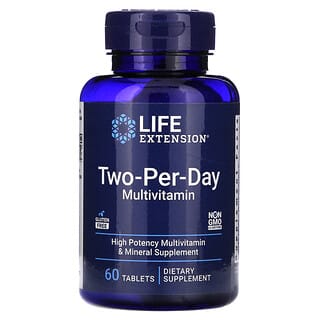 Life Extension, Dos comprimidos por dia, Suplemento multivitamínico, V2, 60 comprimidos