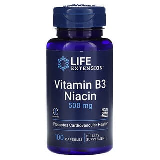 Life Extension, Vitamina B3 y niacina, 500 mg, 100 cápsulas