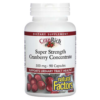 Natural Factors, CranRich, Superconcentracion, Concentrado de arandano rojo, 500 mg, 90 capsulas