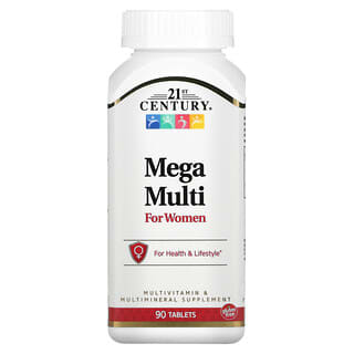 21st Century, Suplemento megamultivitamínico para mujeres, 90 comprimidos