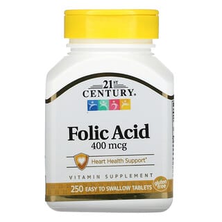 21st Century, acido folico, 400 mcg, 250 comprimidos faciles de ingerir