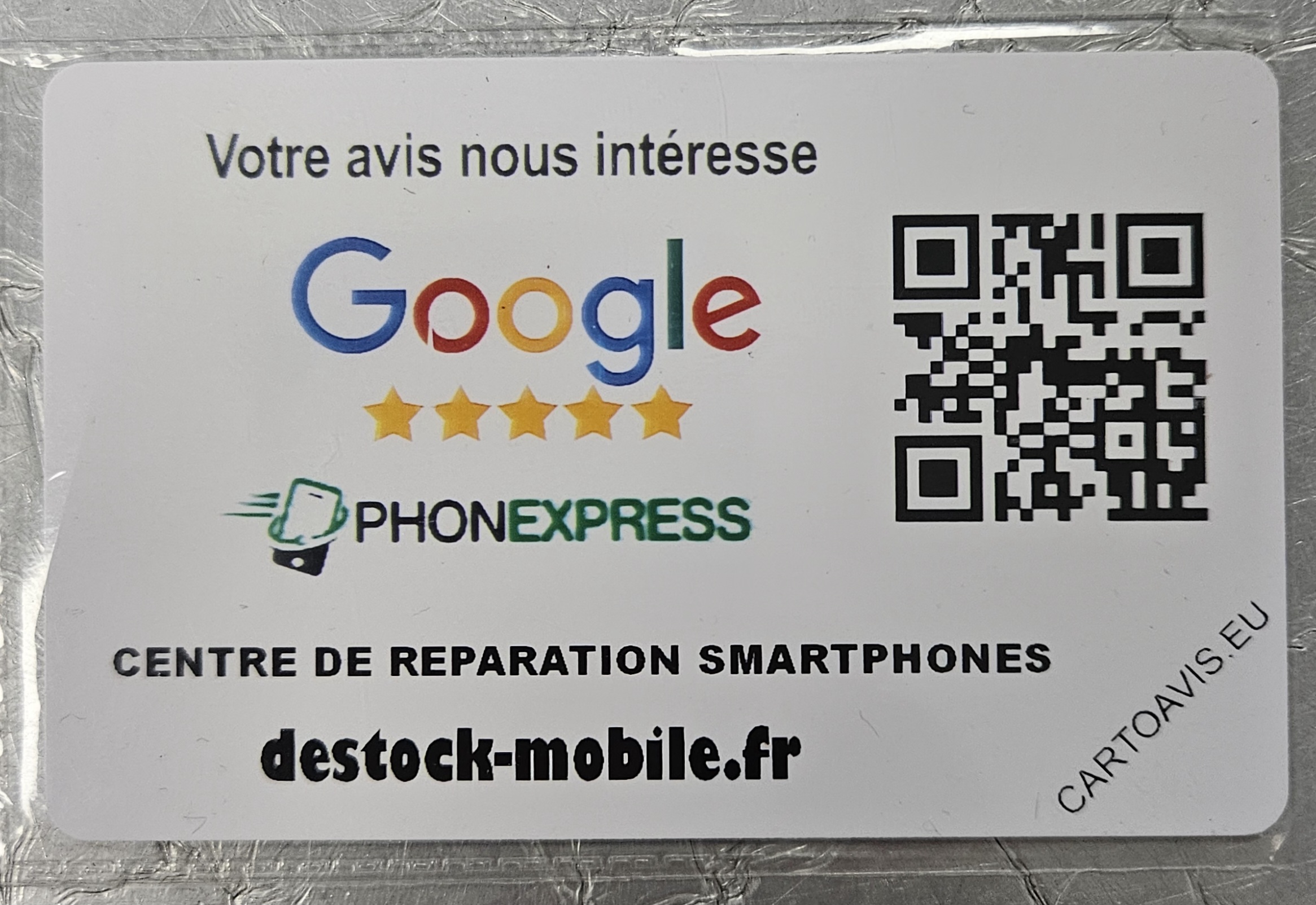 Carte de demande d'avis google Connectée NFC (personnalisée) 