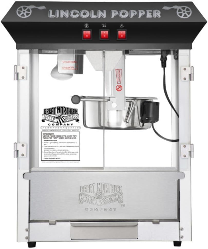 Crispetera Great Northern 6015 Lincoln Top – 8 Onzas, Estilo Antiguo, Color Negro