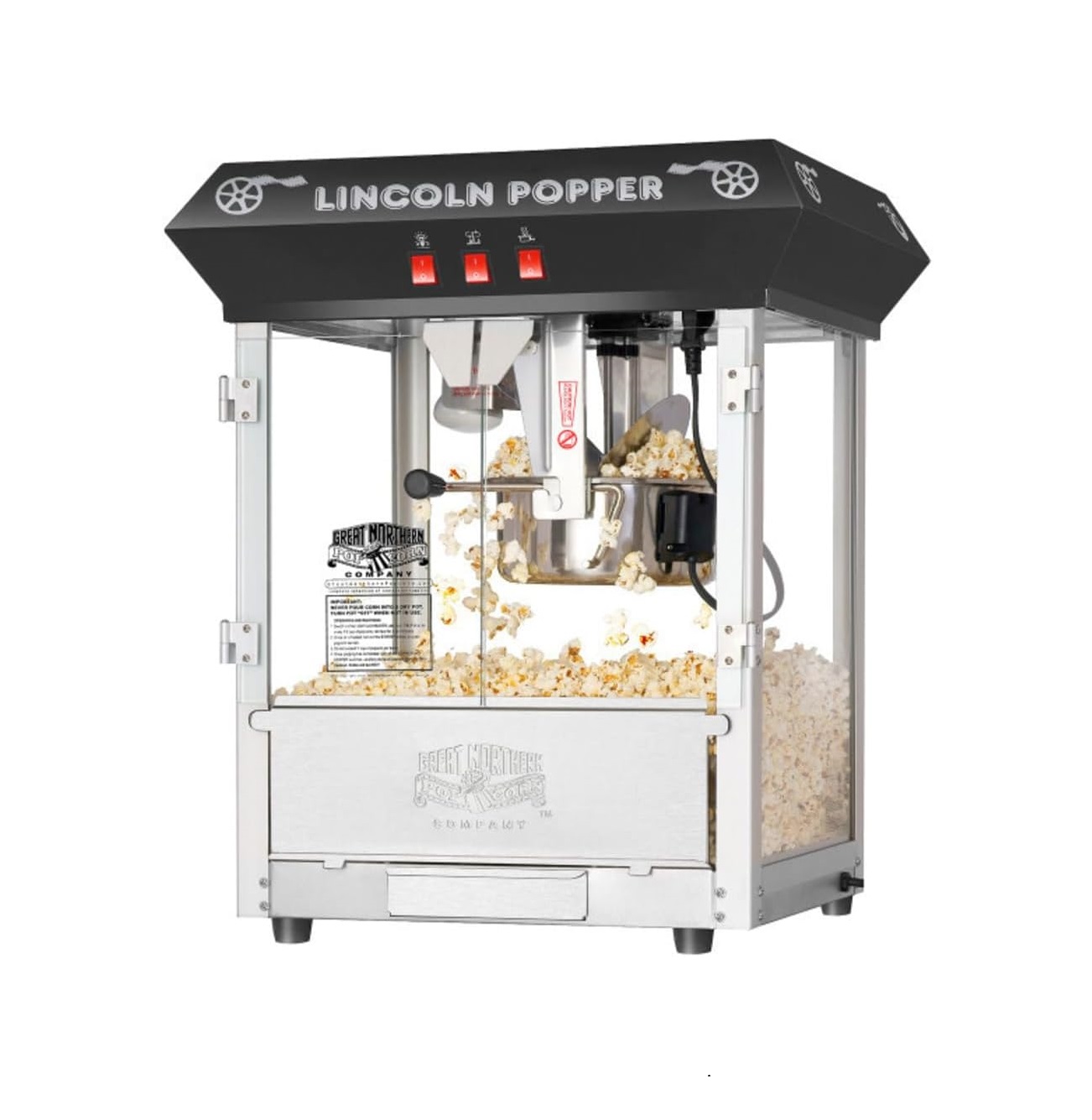 Crispetera Great Northern 6015 Lincoln Top – 8 Onzas, Estilo Antiguo, Color Negro