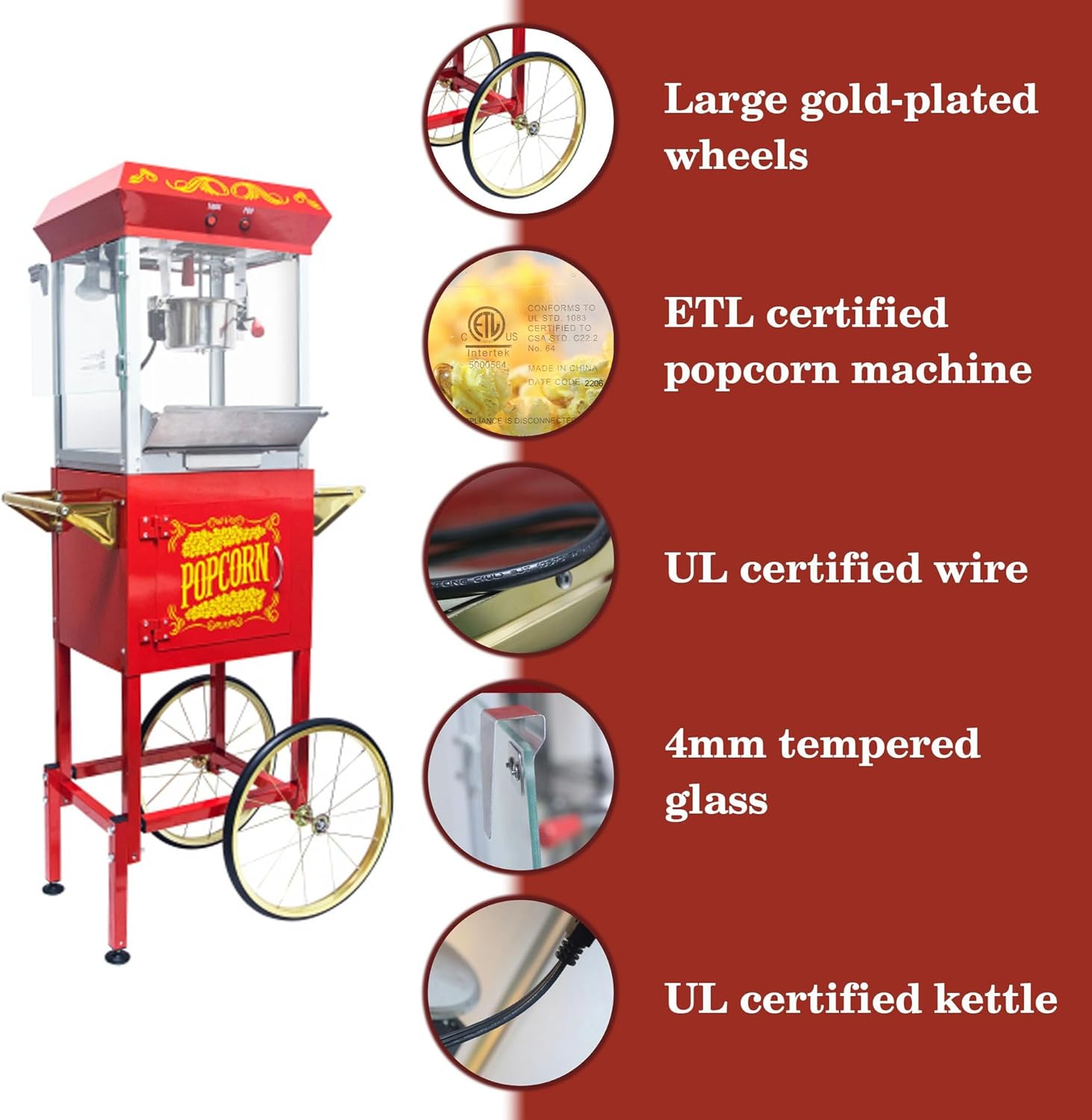 Crispetera Vintage Jaxenor de 8 Onzas – Diseño Clásico y Alta Movilidad para Eventos en Colombia