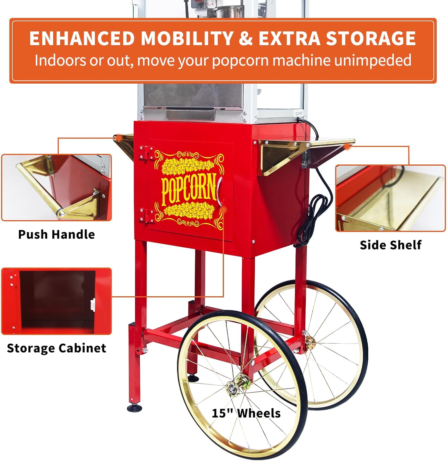 Crispetera Vintage Jaxenor de 8 Onzas – Diseño Clásico y Alta Movilidad para Eventos en Colombia