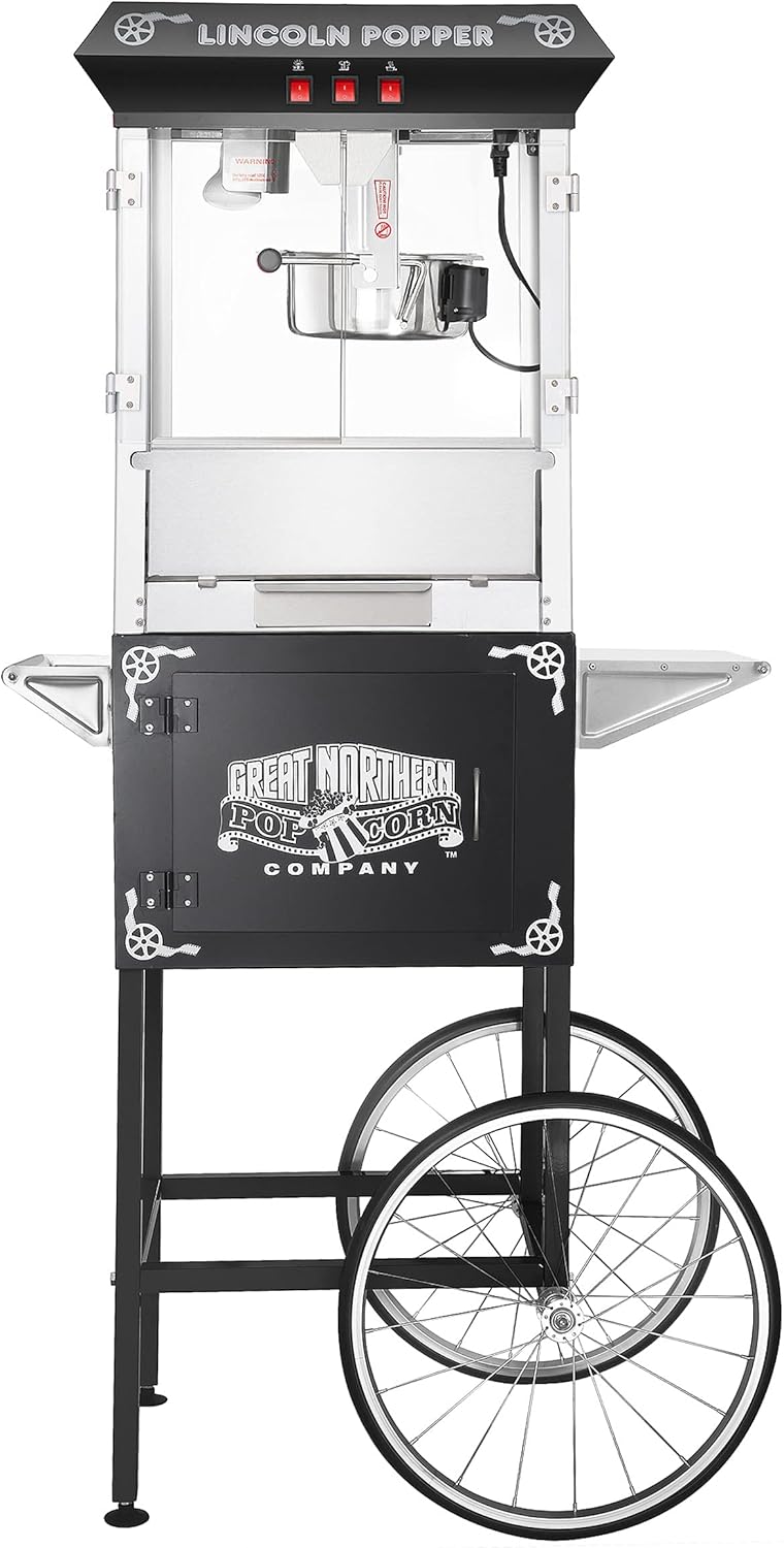 Crispetera de 8 Onzas con Carrito Desmontable – Diseño Profesional para Fiestas y Negocios
